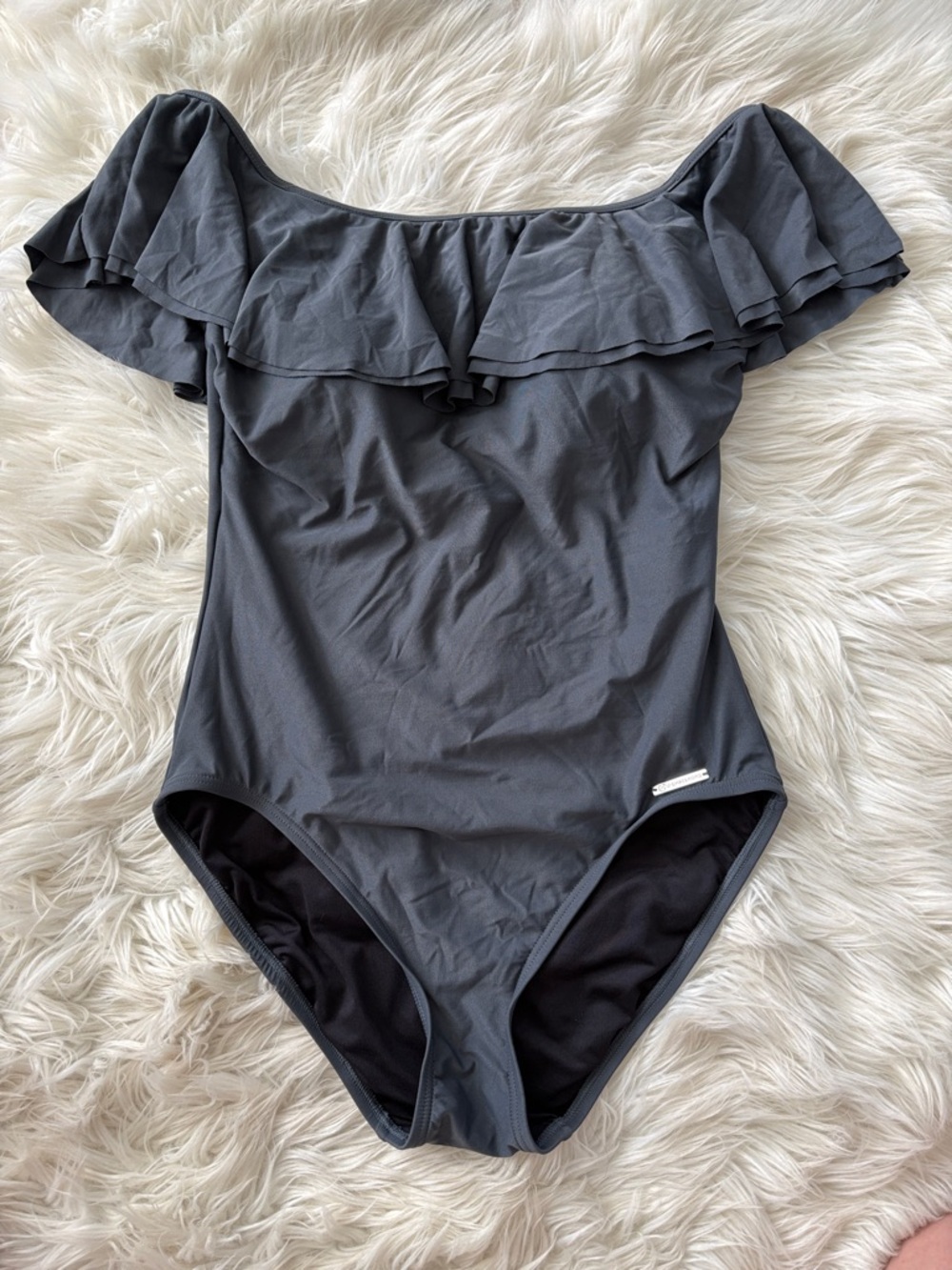 Michael Kors Charcoal Gray One-Piece Swimsuit